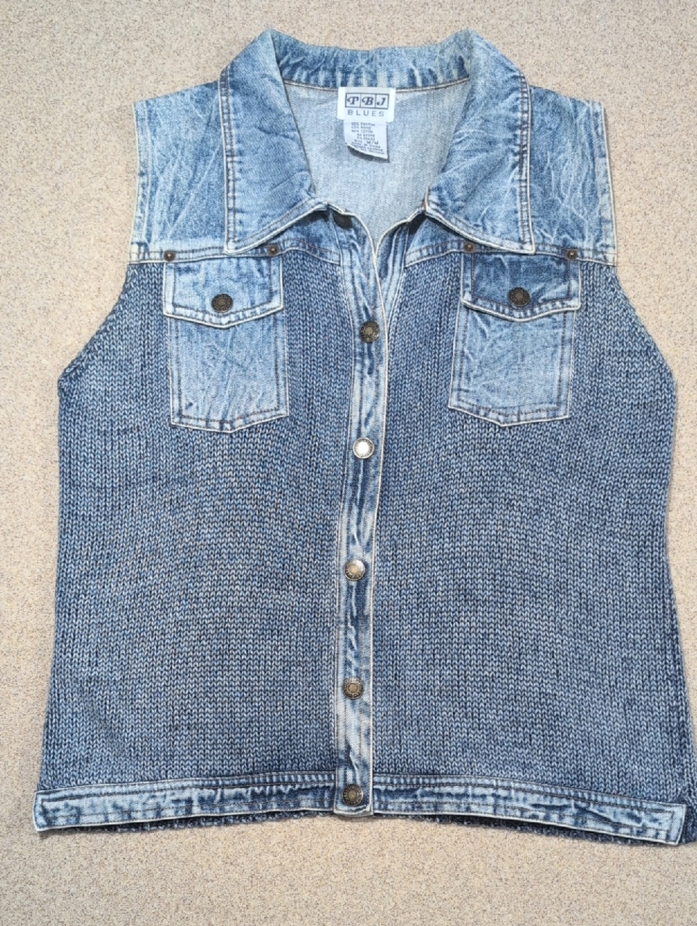 PBJ Blues Denim Sweater Vest Size Medium